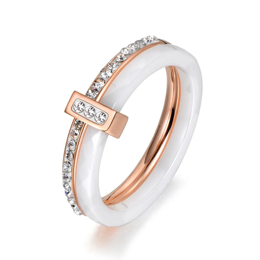 LA Crystal Wedding Rings Jewelry Rose Gold