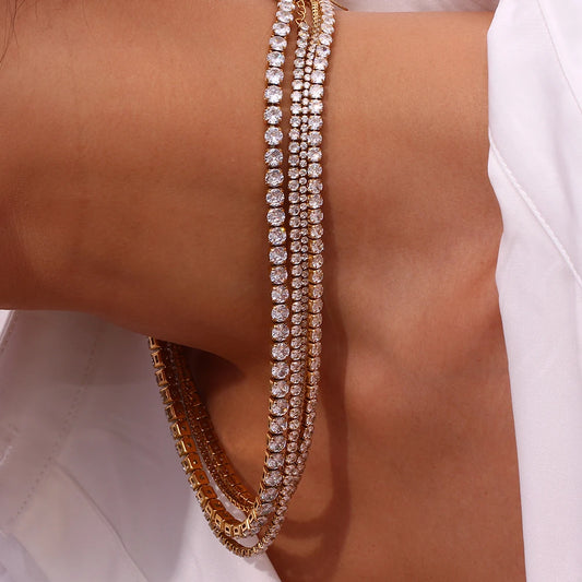 LA Shiny Luxury 3A Zircon Tennis Chain Necklaces For Woman