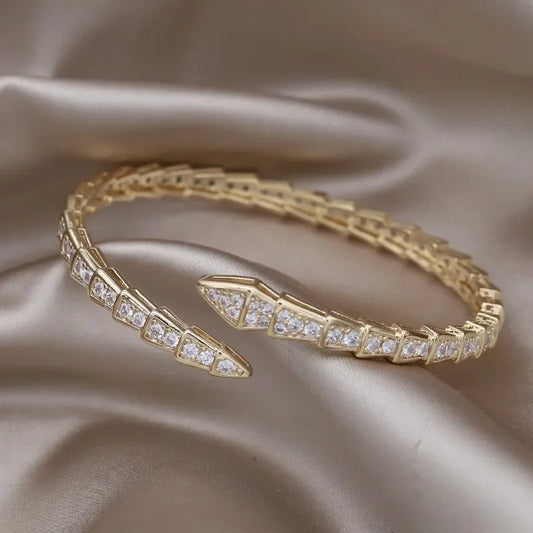 LA New design fashion jewelry  gold plated copper inlaid zircon snake