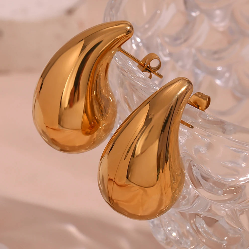 LA 2023 Desinger Bold Stereoscopic Pear Drop Shape Stud Earrings For Woman Hollow Stainless Steel Gold Plated Earring