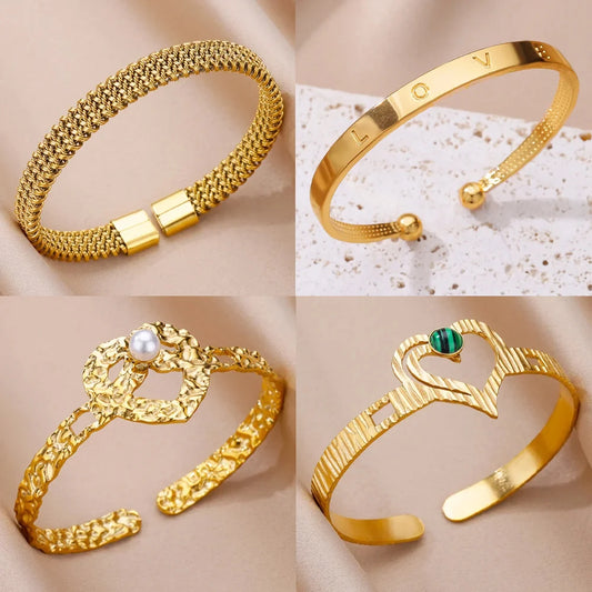 lamar Gold Color Cuff Bracelets Bangle Female
